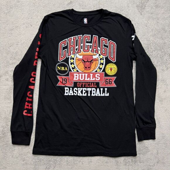 Chicago Bulls 1966 Long Sleeve T-Shirt Mens Medium Black UNK NBA‎ Basketball - Picture 1 of 6